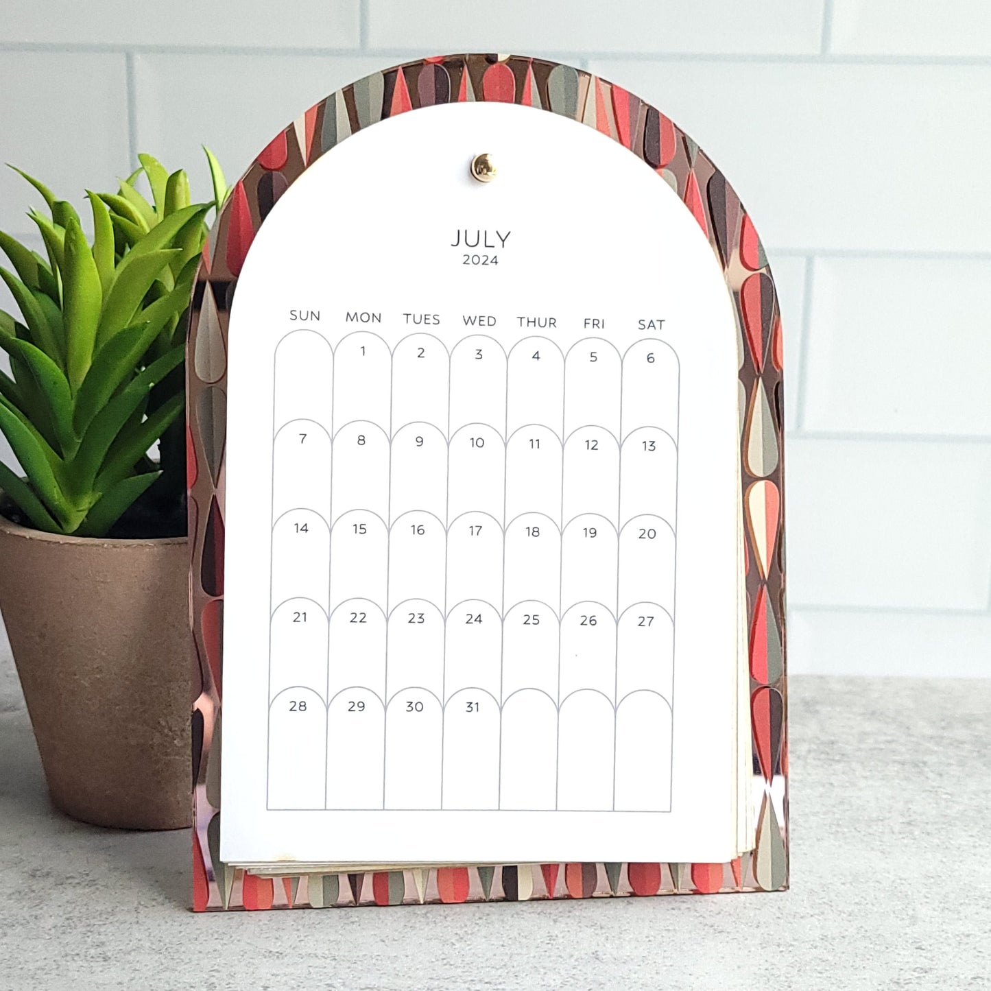 18 Month 5"x7" Arch Acrylic Desk Calendar