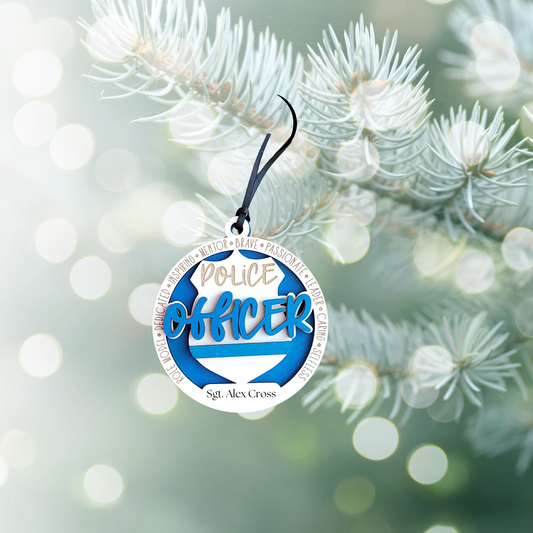 Personalized Police Officer Christmas Ornament